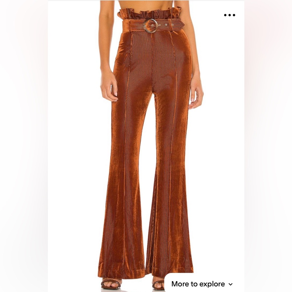 NWT Retrofete Bobbie Pants Brown Pants Flared Belted Women’s M Velvet Daphne